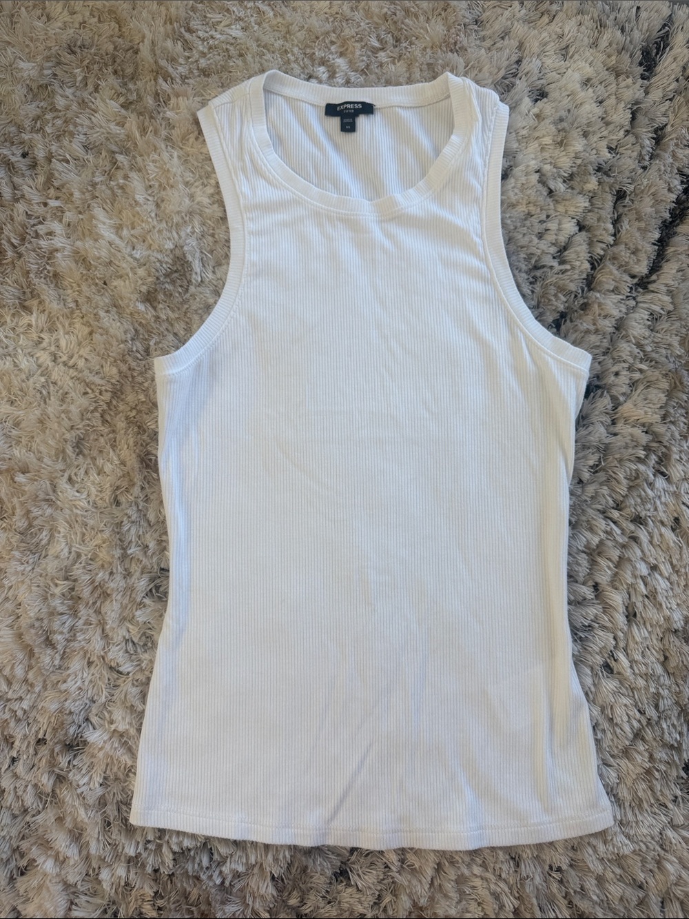 Express White Ribbed Tank Top